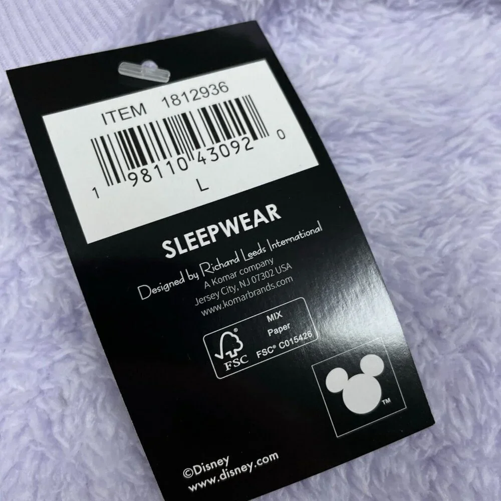 Disney Minnie Mouse Purple Faux Fur Sleepwear Loungewear Dress L NWT 6475 - Picture 3 of 8